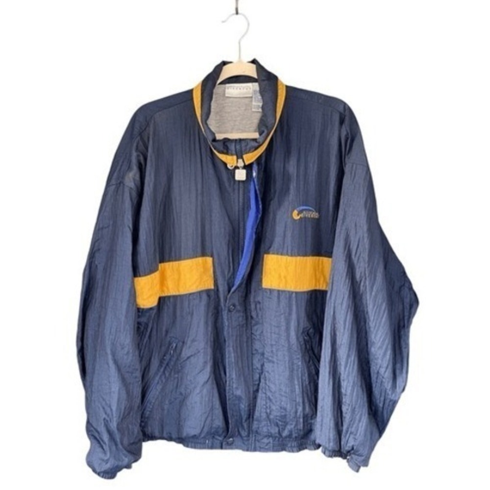 B4 Givenchy Windbreaker Colorblock Navy Yellow Vintage 90s Activewear Jacket L